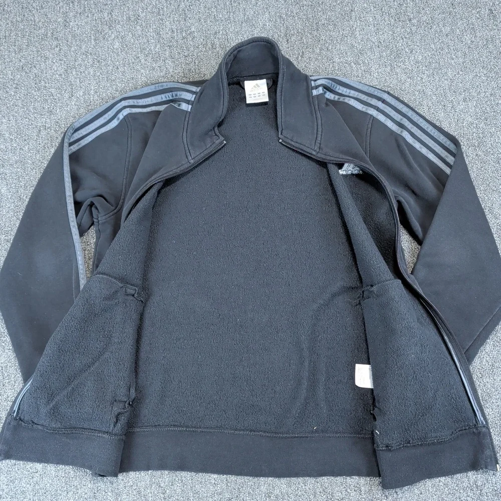 Adidas Y2K Track Jacket Mens Size Medium Black Grey 3-Stripe Full Zip Fleece